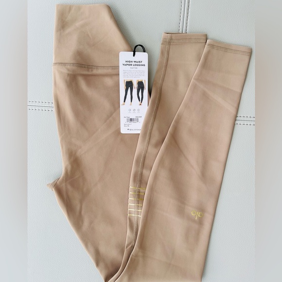 NWT! ALO YOGA High-Waist Vapor Legging Nude w/ Gold Highlights (Spark Gravel) XS - Picture 3 of 16